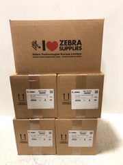 5 X BOXES OF ZEBRA (ROLLS)DIRECT THERMAL PAPER ZIPSHIP LABELS (4 ROLLS PER BOX SIZE 101.6 X 76.2 MM RRP £800