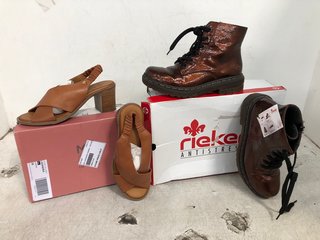 RIEKER WOMENS FLEECE LINED ANKLE BOOTS IN BROWN - SIZE UK 5 TO ALSO INCLUDE MODA IN PELLE WOMENS LASANDRA LEATHER SHOES IN TAN - SIZE UK 5: LOCATION - WA5