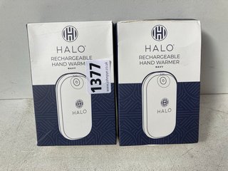 2 X HALO RECHARGEABLE HAND WARMERS IN NAVY - RRP £100.00: LOCATION - D9