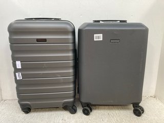 JOHN LEWIS & PARTNERS 2 X CABIN SIZE HARD SHELL WHEELED COMBINATION LOCK SUITCASES IN GRAPHITE: LOCATION - D12