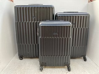 JOHN LEWIS & PARTNERS SET OF 3 HARD SHELL WHEELED COMBINATION LOCK SUITCASE IN BLACK: LOCATION - D12