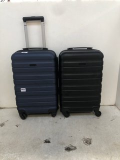 2 X JOHN LEWIS & PARTNERS ANYDAY SMALL SUITCASES IN NAVY/BLACK: LOCATION - D15
