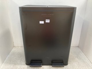 JOHN LEWIS & PARTNERS 60 LITRE 2-SECTION RECYCLE BIN IN BLACK: LOCATION - D16