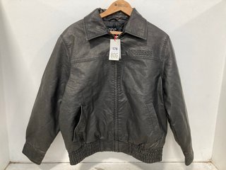 MENS BDG JEANS LEATHER JACKET IN BLACK - SIZE UK SMALL: LOCATION - WA7