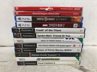 QTY OF ASSORTED COMPUTER GAMES TO INCLUDE PS5 MARVEL SPIDER-MAN 2 GAME (PEGI 16), PLEASE NOTE: 18+YEARS ONLY. ID MAY BE REQUIRED): LOCATION - A16