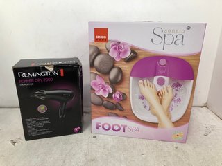 REMINGTON POWER DRY 2000 HAIR DRYER TO ALSO INCLUDE SENSIO HOME FOOT SPA: LOCATION - A12
