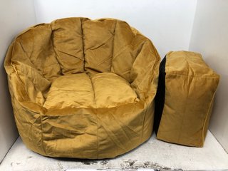 ICON VELVET BEAN BAG AND FOOTSTOOL IN MUSTARD: LOCATION - A12