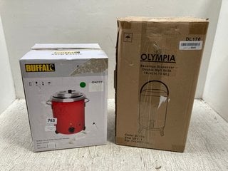 BUFFALO GH227 SOUP KETTLE IN RED TO ALSO INCLUDE OLYMPIA DL170 14L BEVERAGE DISPENSER: LOCATION - B10