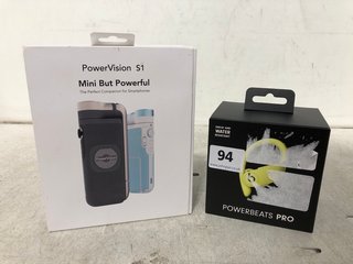 BEATS POWERBEATS PRO WIRELESS EARPHONES IN YELLOW TO ALSO INCLUDE POWERVISION S1 SMARTPHONE GIMBAL WIRELESS POWERBANK - COMBINED RRP £415: LOCATION - WA4
