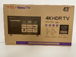 TLC ROKU 43" 4K, HDR TV: MODEL NO 43RP630K (WITH BOX & ALL ACCESSORIES). (SEALED UNIT). [JPTM110058]