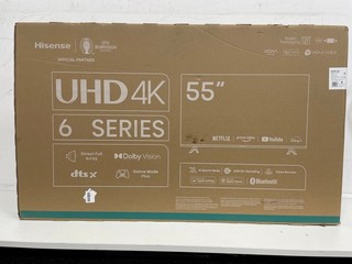 HISENSE UHD 4K 6 SERIES 55" TV: MODEL NO 55A6KTUK (WITH BOX & ALL ACCESSORIES). (SEALED UNIT). [JPTM111951]