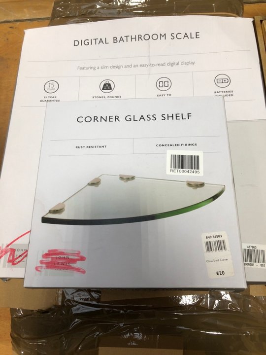 John Pye Auctions (COLLECTION ONLY) JOHN LEWIS DIGITAL BATHROOM SCALES TO INCLUDE CORNER GLASS