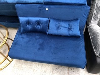 JOLA VELVET FOLDABLE SOFA BED IN BLUE - RRP £350: LOCATION - B1