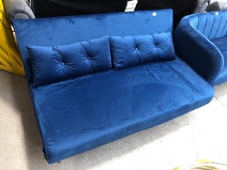 JOLA VELVET FOLDABLE SOFA BED IN BLUE - RRP £350: LOCATION - B1
