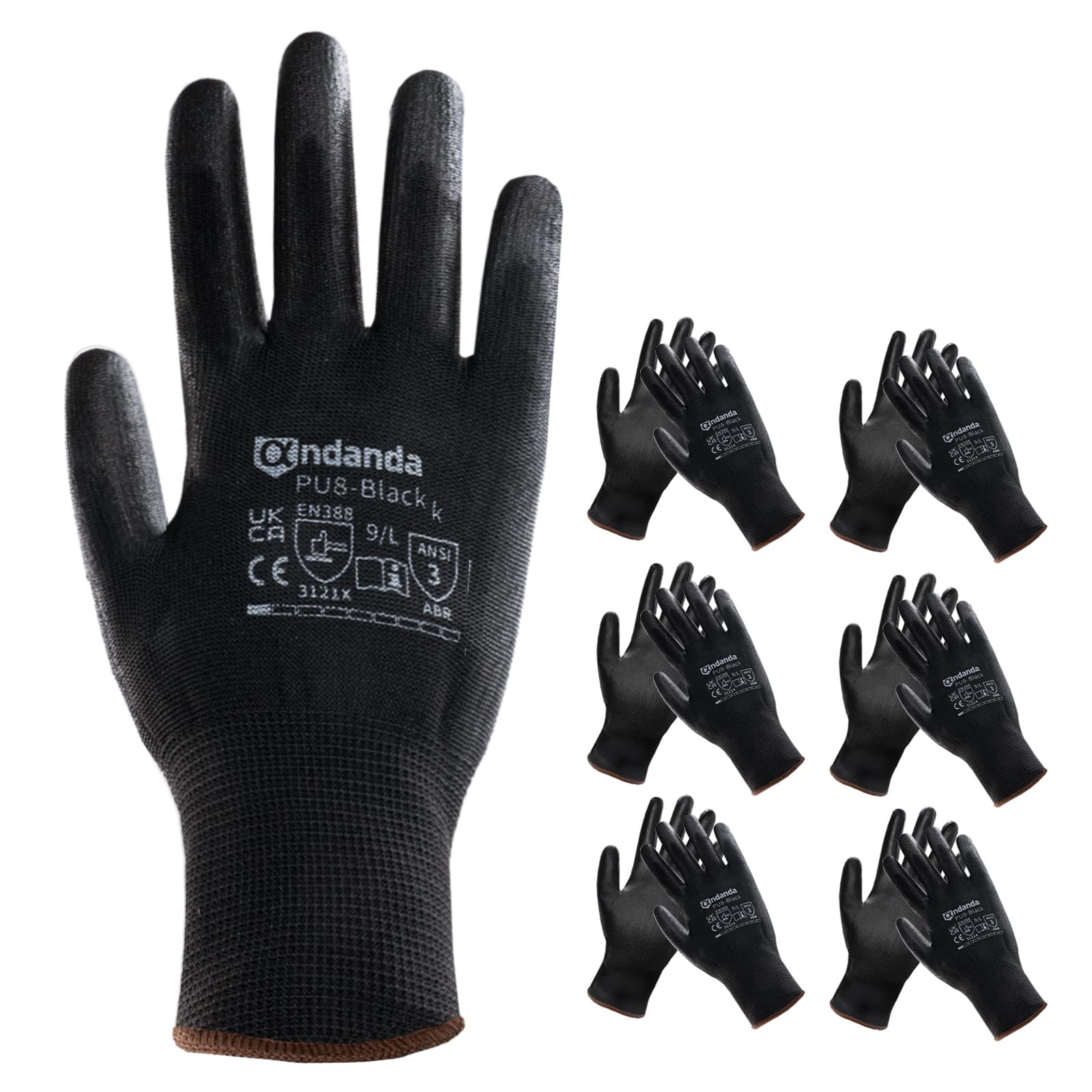 John Pye Auctions - 19 X ANDANDA 6 PAIRS SAFETY WORK GLOVES, GARDENING  GLOVES, SEAMLESS KNIT WORK GLOVES WITH PU COATED, NON SLIP, IDEAL BLACK  WORK GLOVES MEN, MULTI PURPOSE FOR GENERAL