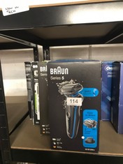 QTY OF ITEMS TO INCLUDE BRAUN SERIES 5 ELECTRIC SHAVER, WITH PRECISION TRIMMER ATTACHMENT FOR MOUSTACHE & SIDEBURNS TRIMMING, 100% WATERPROOF, 2 PIN BATHROOM PLUG, 50-B1200S, BLUE RAZOR, RATED WHICH