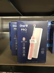 QTY OF ITEMS TO INCLUDE ORAL-B PRO 3 ELECTRIC TOOTHBRUSHES FOR ADULTS, FATHERS DAY GIFTS FOR HIM / HER, 1 3D WHITE TOOTHBRUSH HEAD 3 MODES WITH TEETH WHITENING, 3500, PINK: LOCATION - BACK RACK