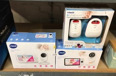 QTY OF ITEMS TO INCLUDE VTECH BM1000 DIGITAL AUDIO BABY MONITOR, PARENT UNIT WITH RECHARGEABLE BATTERY, LONG RANGE, DIGITAL WIRELESS TRANSMISSION, BABY MONITOR WITH CRYSTAL-CLEAR SOUND, PLUG & PLAY,
