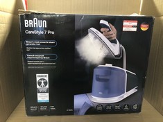 BRAUN CARESTYLE 7 PRO IS7282BL, STEAM GENERATOR IRON WITH FREEGLIDE 3D TECHNOLOGY, SMART ICAREMODE, VERTICAL IRONING, ANTI DRIP, DETACHABLE 2L WATER TANK, 2700W, BLUE: LOCATION - B RACK