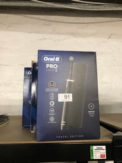 QTY OF ITEMS TO INCLUDE ORAL-B PRO 3 ELECTRIC TOOTHBRUSHES FOR ADULTS, FATHERS DAY GIFTS FOR HIM / HER, 1 CROSS ACTION TOOTHBRUSH HEAD, 3 MODES WITH TEETH WHITENING, 3500, BLACK: LOCATION - BACK RACK