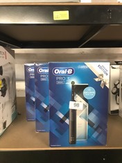QTY OF ITEMS TO INCLUDE ORAL-B PRO 3 ELECTRIC TOOTHBRUSHES FOR ADULTS, FATHERS DAY GIFTS FOR HIM / HER, 1 CROSS ACTION TOOTHBRUSH HEAD, 3 MODES WITH TEETH WHITENING, 3500: LOCATION - BACK RACK