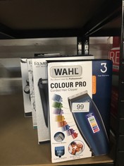 QTY OF ITEMS TO INCLUDE WAHL COLOUR PRO CORDED CLIPPER, HEAD SHAVER, MEN'S HAIR CLIPPERS, COLOUR CODED GUIDES, FAMILY AT HOME HAIRCUTTING: LOCATION - BACK RACK