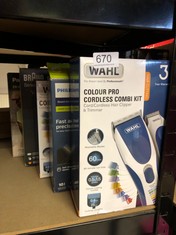 QTY OF ITEMS TO INCLUDE WAHL COLOUR PRO CORDLESS COMBI KIT, HAIR CLIPPERS FOR MEN, HEAD SHAVER, MEN'S HAIR CLIPPERS WITH BEARD TRIMMER, CLIPPER AND TRIMMER, EASY TO USE, GROOMING KIT: LOCATION - G