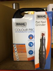 WAHL BATTERY NAIL GRINDER, CLAW FILE FOR PETS, BATTERY POWERED, PET NAIL TRIMMER, DOG CLAW FILE, ANIMAL GROOMING TOOLS, SMOOTHING PET NAILS, PAW GROOMING + WAHL COLOUR PRO RECHARGEABLE PET CLIPPER: L