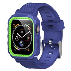12 X URBANITE WATCH STRAP WITH CASE FOR APPLE WATCH SERIES SE 7 6 5 4 3 2 1, IWATCH 38MM 40MM 41MM 42MM 44MM 45MM SOFT TPU REPLACEMENT SPORT BAND HARD PC MILITARY PROTECTIVE COVER BUMPER (BLUE+GREEN)