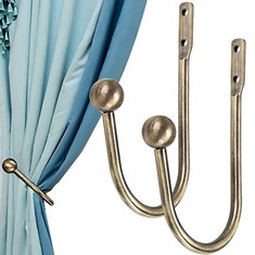 14 X INFLATION METAL CURTAIN HOLDBACK, DECORATIVE CURTAIN DRAPERY HOLDBACKS ARMS WALL MOUNTED CURTAIN TIE BACKS DRAPERY HOLDBACKS HOOKS FOR FIXED CURTAIN AND HANGING CLOTHES (2 PCS) - TOTAL RRP £128: