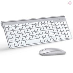 6 X WIRELESS KEYBOARD AND MOUSE ULTRA SLIM COMBO, TOPMATE 2.4G SILENT COMPACT USB 2400DPI MOUSE AND SCISSOR SWITCH KEYBOARD SET WITH COVER, 2 AA AND 2 AAA BATTERIES, FOR PC/LAPTOP/WINDOWS/MAC-SILVER