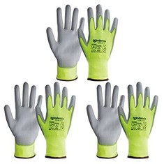 10 X ANDANDA 3 PAIRS WORK GLOVES FOR MEN, YELLOW NITRILE COATED GARDENING GLOVES, SAFETY WORK GLOVES SUITABLE FOR GENERAL DUTY WORK LIKE GARDEN/LOGISTICS/ASSEMBLY/UTILITIES&PUBLIC WORKS/WAREHOUSE X-L