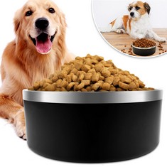 16 X KITCHEN DOG BOWL FOR FOOD AND WATER, 40 OZ STAINLESS STEEL PET FEEDING BOWL, DURABLE NON-SKID DOUBLE WALL INSULATED HEAVY DUTY WITH RUBBER BOTTOM FOR MEDIUM LARGE SIZED DOGS (40 OUNCES/5 CUP, BL