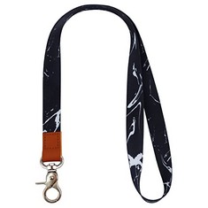 27 X HONZUAN LONG NECK LEATHER LANYARD WITH METAL RING, STURDY DURABLE LANYARD NECK STRAP, WOMEN MEN ID BADGE LANYARD IDEAL FOR CARD HOLDER, KEYCHAINS, WHISTLE, WALLET(BLACK MARBLE) - TOTAL RRP £135:
