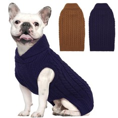 20 X LELEPET DOG JUMPERS, SOFT TURTLENECK KNITTED DOG SWEATERS FOR MEDIUM DOGS GIRL BOY CHRISTMAS PULLOVER, WINTER WARM PUPPY DOG CLOTHES COSTUME THICK FALL KNITWEAR, CLASSIC CABLE PET VEST OUTFIT, B