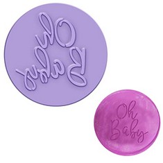 72 X OH BABY COOKIE STAMP BABY SHOWER FONDANT EMBOSSER GENDER REVEAL PARTY ICING FONDANT EMBOSSER 3D DESIGN COOKIE STAMP FOR BAKING COOKING FONDANT ICING CUPCAKE COOKIE CAKE BISCUITS, DECORATION - TO