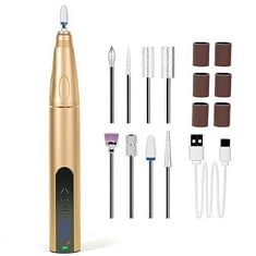 10 X NAIL DRILL SET FOR ACRYLIC NAILS PROFESSIONAL KIT 2 WAY ROTATION BY SCIENBEAUTY GEL NAILS FILE FULL SET WITH 8 BITS RECHARGEABLE NAIL FILE (CHAMPAGNE GOLD) - TOTAL RRP £266: LOCATION - G RACK