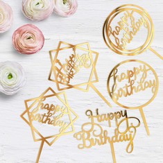 22 X WHALINE 5 PCS HAPPY BIRTHDAY CAKE TOPPER, PARTY DECORATION ACRYLIC GLITTER CAKE DECORATION, WEDDING DECORATIONS - TOTAL RRP £110: LOCATION - A RACK