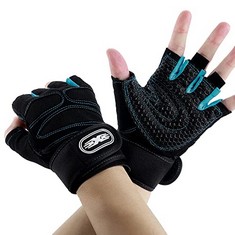 95 X COLIXPET GYM GLOVES, WEIGHT LIFTING GLOVES WITH WRIST WRAP SUPPORT GLOVES FOR MEN & WOMEN PALM PROTECTION FOR WORKOUT TRAINING?FITNESS, HANGING, PULL UPS BLUESIZE M - TOTAL RRP £553: LOCATION -