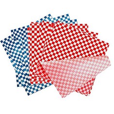 14 X GREASEPROOF PAPER, 200 SHEETS FOOD WRAPPING PAPER, WAX PAPER GREASEPROOF, DELI BASKET LINER, FOR FOOD BASKET LINERS PAPER BBQ PICNIC SANDWICH BURGER FRIES CHEESE BREAD (RED AND BLUE) - TOTAL RRP
