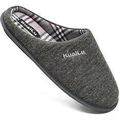 QTY OF ADULT SHOES TO INCLUDE KUAILU MENS COMFORT MEMORY FOAM SLIPPERS SLIP ON SIZE 8.5 GREY RRP £407: LOCATION - G RACK
