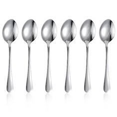 51 X WLLHYF 6 PACK DINNER SPOON STAINLESS STEEL SPOON SET 7.8-INCH SOUP SPOON SATIN FINISH SILVERWARE DISHWASHER SAFE FLATWARE FOR SOUP ICE CREAM ESPRESSO COFFEE TEA (SILVER) - TOTAL RRP £208: LOCATI
