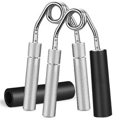 24 X KIBTOY HAND GRIP STRENGTH 2 PACK, METAL GRIP STRENGTH TRAINER NO SLIP HEAVY-DUTY WITH ADJUSTABLE RESISTANCE 50-150 LBS, FOREARM EXERCISER FOR MUSCLE BUILDING AND INJURY RECOVERY(SILVER) - TOTAL