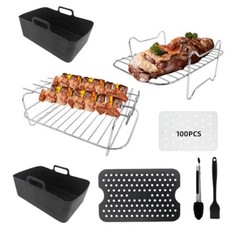 11 X ATHRZ 8 PCS AIR FRYER ACCESSORIES 2 AIR FRYER RACK 2 PACK REUSABLE AIR FRYER SILICONE LINER TONGS PAPER LINING FOR NINJA AIR FRYER AF400UK & TOWER T17088 & AF300UK COMPATIBLE WITH OVEN, MICROWAV