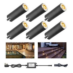 6 X YZGWZLD DECKING LIGHTS, DECKING PLINTH LED LIGHTS MAINS POWERED IP67 WATERPROOF Ø42MM 1.5W RECESSED WARM WHITE GROUND DECK LIGHT KIT FOR OUTDOOR, GARDEN, PATIO, PATH - 6 PACKS - TOTAL RRP £320: L