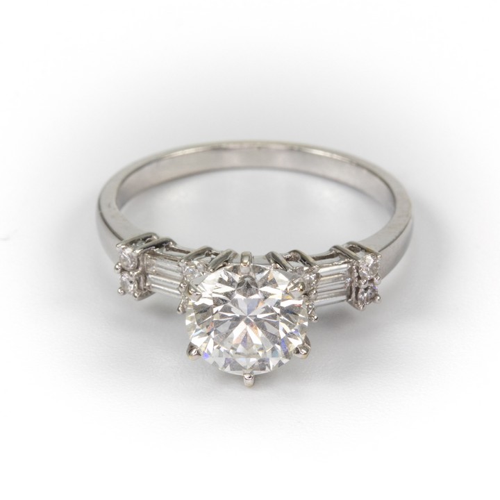 18K White 1.91ct Diamond Single Stone with Shoulders Ring, Size M½, 3.4g. Colour G-H, Clarity VS1-VS2 and I1-I2.  Auction Guide: £4,500-£5,000 (VAT Only Payable on Buyers Premium)