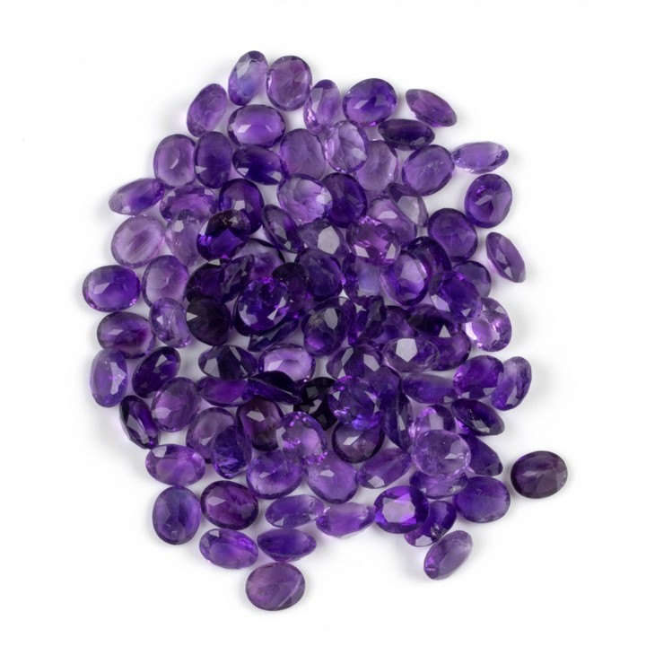 222.84ct Amethyst Faceted Oval-cut Parcel of One Hundred Gemstones, 10x8mm