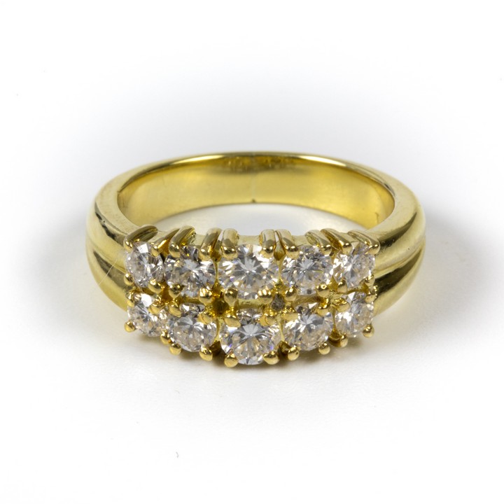 18K Yellow 1.40ct Double Band Ring, Size I½, 6.4g.  Auction Guide: £1,200-£1,700