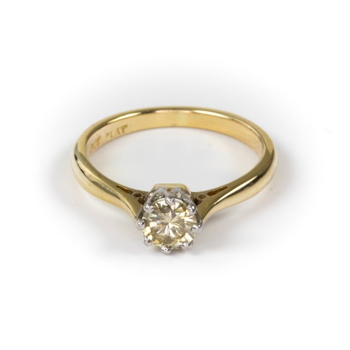 18K and Platinum 0.50ct Diamond Single Stone Ring, Colour K, Clarity Si1.  Auction Guide: £700-£900