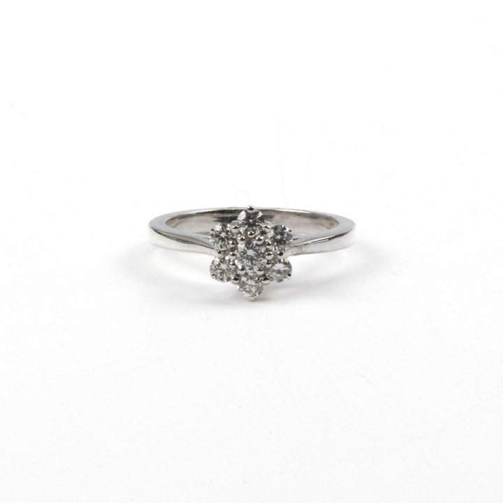 18ct White Gold 0.52ct Diamond Flower Ring, Size M½, 4g.  Auction Guide: £700-£900